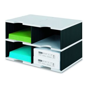 styro Sortierstation Styrodoc Jumbo Grundeinheit grau/schwarz mit 4 Fächern