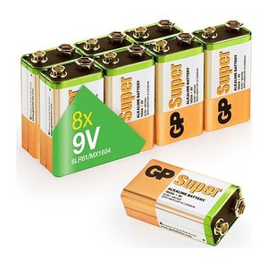 GP Batterie SUPER Alkali-Mangan E-Block 9,0 V, 8 St.