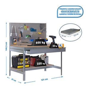 Simonrack Werkbank SIMONWORK BT2 BOX silber 1 Schublade 121,0 x 61,0 x 144,5 cm