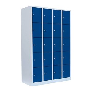 LÜLLMANN Schließfachschrank lichtgrau, enzianblau 520541, 20 Schließfächer 117,0 x 50,0 x 180,0 cm