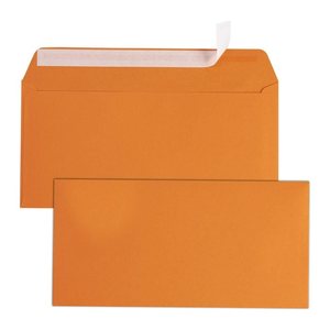 tecno Briefumschläge colors DIN lang+ ohne Fenster intensivorange haftklebend 25 St.