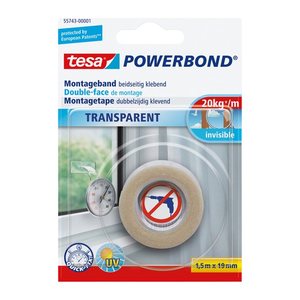 tesa Powerbond Montageband Transparent 1,5m 19mm