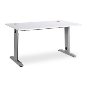 Schreibtisch – T-Fuß höhenverstellbar (1600 x 800 mm, Platte Weiß)