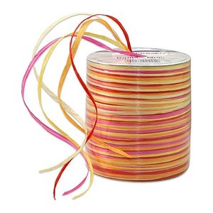 PRÄSENT Geschenkband Raffia matt gelb/rot/orange/pink 3,0 mm x 50,0 m