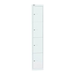 BISLEY Schließfachschrank verkehrsweiß CLK184696, 4 Schließfächer 30,5 x 45,7 x 180,2 cm