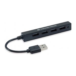 CONCEPTRONIC 4-Port Hub USB-A2.0->4xA2.0 schlank o.Netz. sw