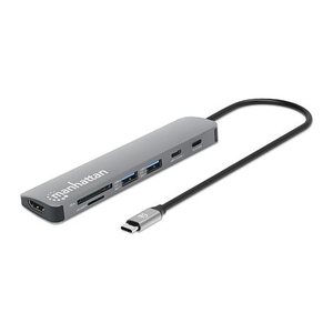 MANHATTAN USB-C PD auf HDMI 7-in-1 4K Dockingstation grau