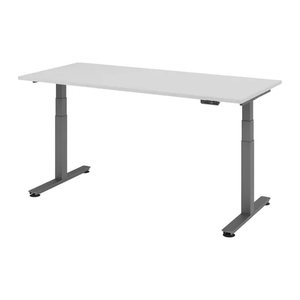 HAMMERBACHER XDSM19 elektrisch höhenverstellbarer Schreibtisch lichtgrau rechteckig, T-Fuß-Gestell grau 180,0 x 80,0 cm