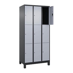 CP Schließfachschrank Classic Plus schwarzgrau, weißaluminium 080010-303 S10038, 9 Schließfächer 30,0 x 50,0 x 195,0 cm