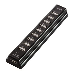 Logilink USB-HUB 10-Port m. Netzteil schwarz Kunststoff