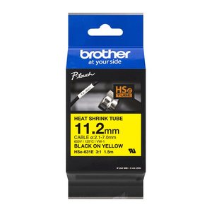 brother Schrumpfschlauch HSe-631E HSE631E, 11,2 mm, schwarz auf gelb, 1 St.