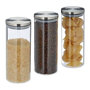 relaxdays Vorratsdosen 24,0 cm hoch transparent 1,5 l, 3 St.
