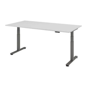 HAMMERBACHER XDSM2E elektrisch höhenverstellbarer Schreibtisch lichtgrau rechteckig, T-Fuß-Gestell grau 200,0 x 100,0 cm