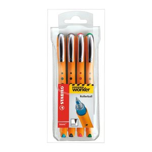 STABILO worker®+ Tintenroller orange 0,5 mm, Schreibfarbe: farbsortiert, 4 St.