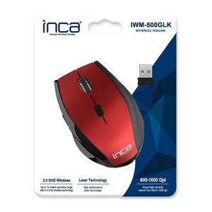 INCA Wrls Maus Ergo/1600DPI/6Tasten/Laser/2.4GHzUSB-A rt retail