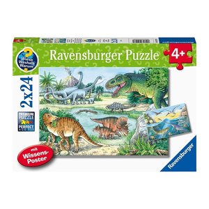 Ravensburger Wieso? Weshalb? Warum? Saurier und ihre Lebensräume Puzzle, 2 x 24 Teile