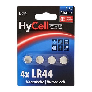 HyCell Knopfzellen LR44 Alkali-Mangan 1,5 V, 4 St.