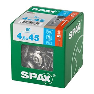 SPAX® Spenglerschrauben T20 Linsensenkkopf A2 4587000450456 4,5 mm x 45 mm, 80 St.