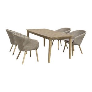 Garden Pleasure Sitzgruppe Visalia taupe, braun Kunststoff, Holz, 5-teilig