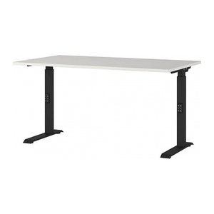 GERMANIA DOWNEY höhenverstellbarer Schreibtisch lichtgrau rechteckig, C-Fuß-Gestell schwarz 140,0 x 80,0 cm