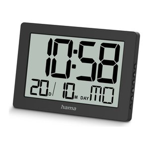 hama digitale Wanduhr Ko Tao schwarz Kunststoff 16,0 x 11,0 cm