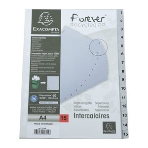 Exacompta Ordnerregister DIN A4 Vollformat 1-15 grau 15-teilig, 1 Satz