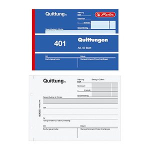 herlitz Quittung, MwSt. separat ausgewiesen Formularbuch 401, 1 St.