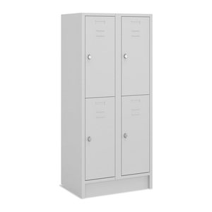 Fächerschrank (2 Abteile je 2 Fächer) 400 mm Abteilbreite – Korpus Lichtgrau (Türen Lichtgrau)