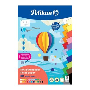 Pelikan Tonpapier Block A3,10 Blatt in 10 Farben,Blauer Eng.