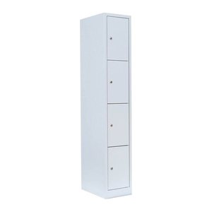 LÜLLMANN Schließfachschrank lichtgrau 520410, 4 Schließfächer 31,5 x 50,0 x 180,0 cm