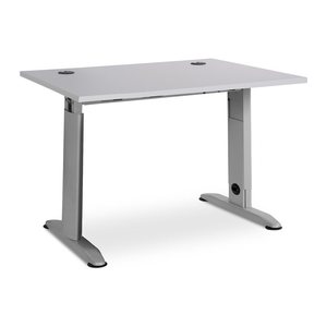 Schreibtisch – T-Fuß höhenverstellbar (1200 x 800 mm, Platte Grau)