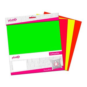 plottiX PremiumFlock Neon Bügelfolie farbsortiert Flock-Folie 30,0 x 30,0 cm,  4 St.