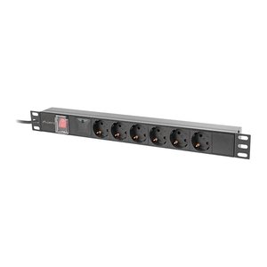 LANBERG 19" PDU-Steckdosenleiste 1U 6xSchuko 2,0m 16A sw