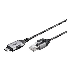 goobay USB-C 3.1/RJ45 Kabel 15,0 m silber, schwarz, 1 St.