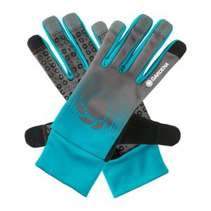 GARDENA Gartenhandschuhe 42% Polyester, 55% Nitril, 3% Elasthan, Nitrilbeschichtung der Handflächen blau Größe 7, 1 Paar