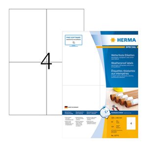 HERMA wetterfeste Etiketten weiß 105,0 x 148,0 mm, 80 Blatt