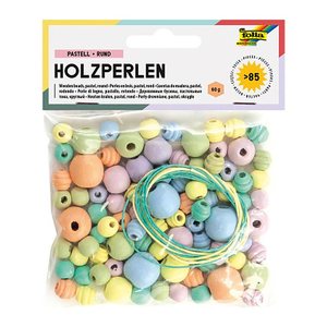 folia Perlen-Set aus Holz pastell mehrfarbig
