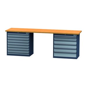 Simplaflex® Systemeinrichter Werkbank C-Line anthrazit, RAL 7016, lichtgrau, RAL 7035 12 Schubladen 250,0 x 60,0 x 86,0 cm