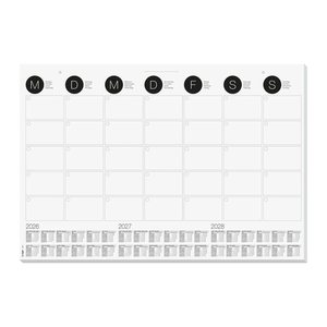 SIGEL Schreibtischunterlage MONATSPLANER 2026/2027/2028 schwarz/weiß Papier 59,5 x 41,0 cm, 12 Blatt