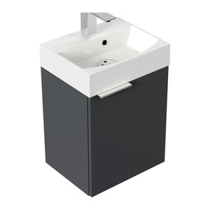 POSSEIK Waschbecken mit Unterschrank CUBI SLIMLINE grafit 50,0 x 31,8 x 56,3 cm