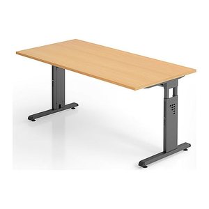 HAMMERBACHER OS 16 höhenverstellbarer Schreibtisch buche rechteckig, C-Fuß-Gestell weiß 160,0 x 80,0 cm