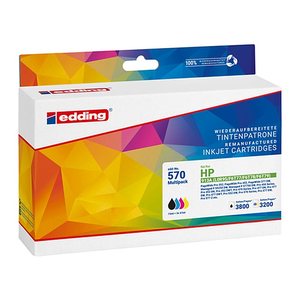 edding EDD-570 schwarz, cyan, magenta, gelb Druckerpatronen kompatibel zu HP 913A (L0R95AE, F6T77AE, F6T78AE, F6T79AE), 4er-Set