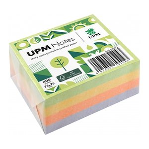 UPM Notes Springmix Haftnotizen doppelte Haftung farbsortiert, 1 Würfel