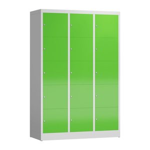 ClassiX Schließfachschrank gelbgrün, lichtgrau X-523535, 15 Schließfächer 118,5 x 50,0 x 180,0 cm