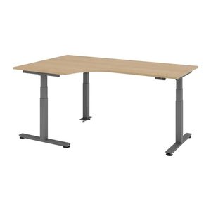 HAMMERBACHER VXDSM82 elektrisch höhenverstellbarer Schreibtisch eiche L-Form, T-Fuß-Gestell grau 200,0 x 120,0 cm