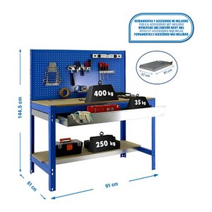 Simonrack Werkbank KIT SIMONWORK BT2 BOX 900 blau 1 Schublade 90,0 x 61,0 x 144,5 cm