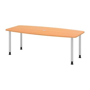 HAMMERBACHER Konferenztisch KT22C buche Tonnenform, Rundrohr silber, 220,0 x 83,0 - 103,0 x 72,0 - 74,0 cm