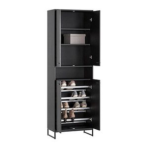 MÖBELPARTNER Schuhschrank Janne, 701784 schwarz 2 Fachböden 60,2 x 33,1 x 185,5 cm