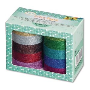 folia Glitter Tape Deko-Klebeband glänzend 15,0 mm x 5,0 m 10 Rollen