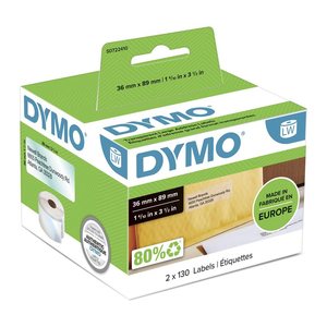 DYMO Etikettenrolle für Etikettendrucker S0722410 transparent, 36,0 x 89,0 mm, 1 x 260 Etiketten